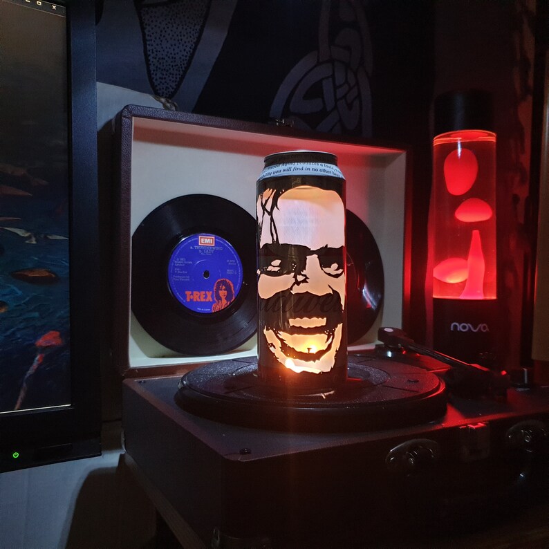 Jack Nicholson The Shining Beer Can Lantern: Pop Art Portrait Candle Lamp Unique Gift image 4