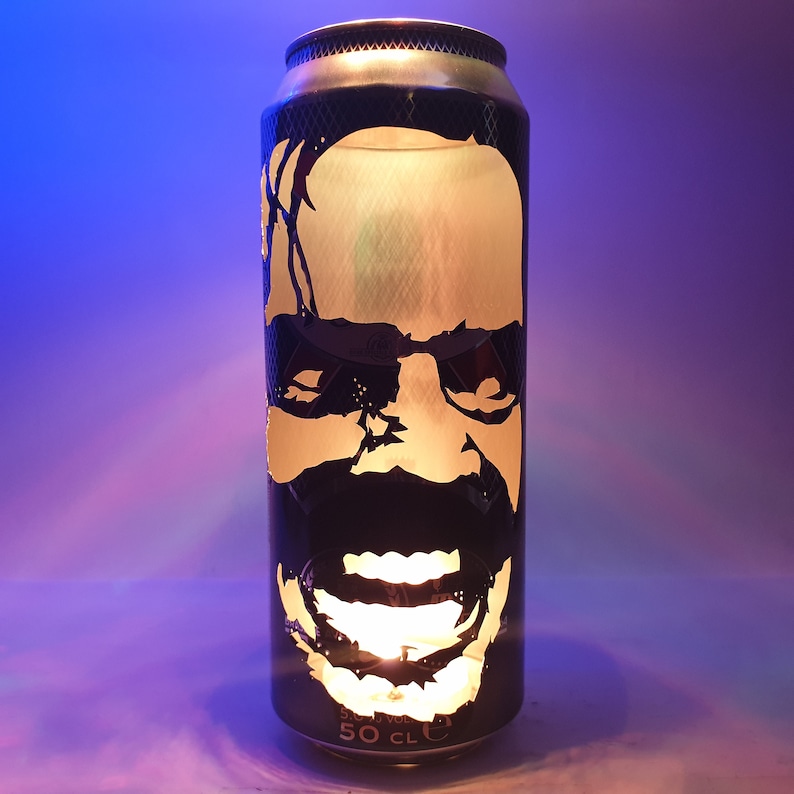 Jack Nicholson The Shining Beer Can Lantern: Pop Art Portrait Candle Lamp Unique Gift image 2