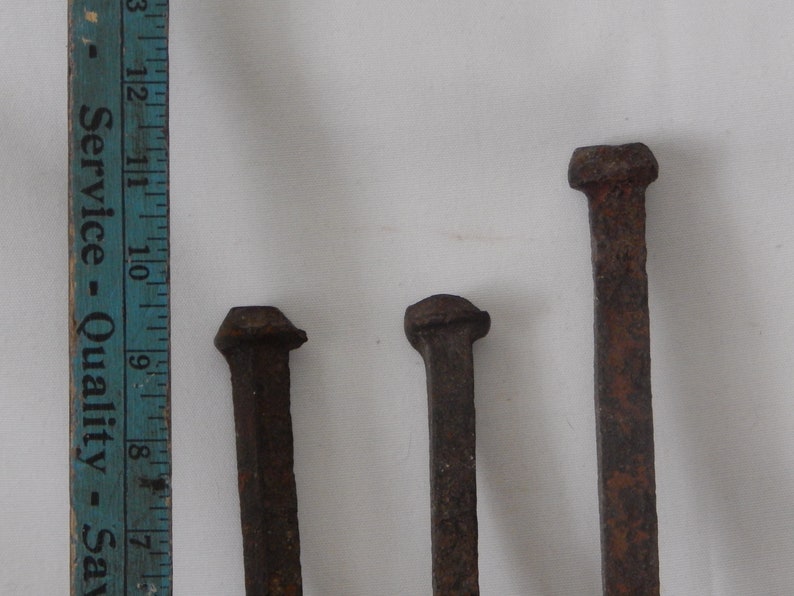 3 Long Antique Blacksmith Hand Forged Iron Spike Nail Barn Etsy