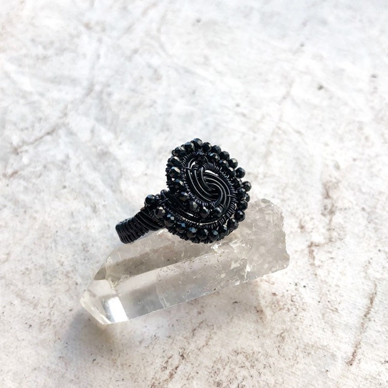 Custom Black Spinel Gothic Ring Gemstone Statement Jewellery Evil Eye Alternative