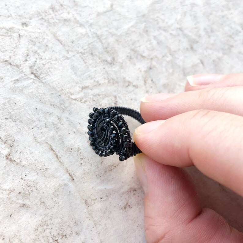 Custom Black Spinel Gothic Ring Gemstone Statement Jewellery Evil Eye Alternative