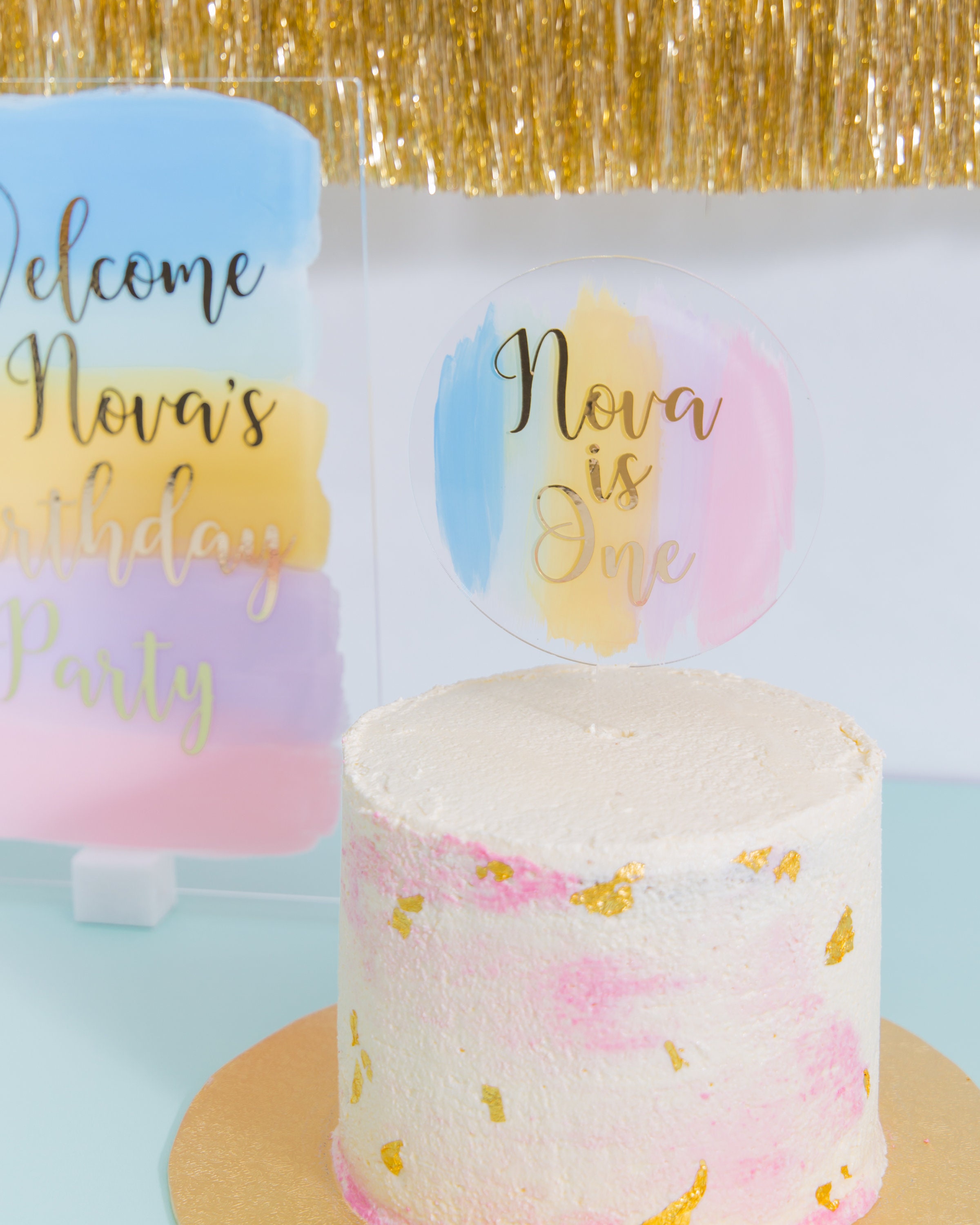 Pastel Rainbow Acrylic Cake Topper