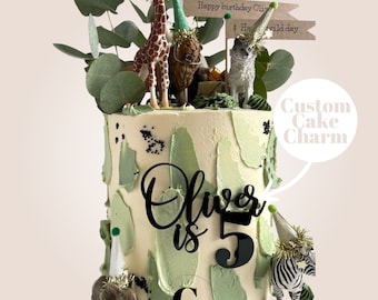 Name and Age Birthday Cake Charm Cake Topper Acrylic Cake Charm Single Layer Personalised Cake Charm