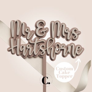 Custom Mr & Mrs Wedding Cake Topper Peronalised Name Cake Topper Acrylic Anniversary Cake Topper