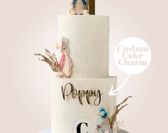 Custom Name Cake Charm Peronalised Acrylic Cake Topper Single Layer Acrylic Cake Charm Name Cake Topper
