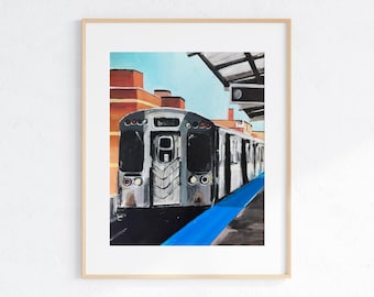 Chicago Art Print 8x10 Unframed - Chicago Wall Art, Chicago CTA Train, Chicago L Train, Chicago Art, Chicago Fine Art Print