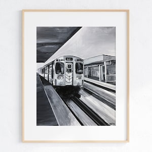 Chicago Art Print 8x10 Unframed - Chicago Wall Art, Chicago CTA Train, Chicago L Train, Chicago Art, Chicago Fine Art Print