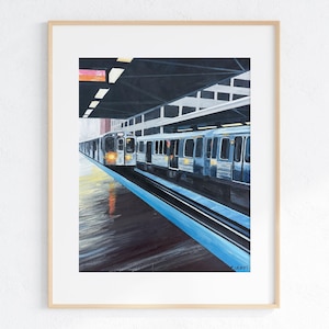 Chicago Art Print 8x10 Unframed - Chicago Wall Art, Chicago CTA Train, Chicago L Train, Chicago Art, Chicago Fine Art Print
