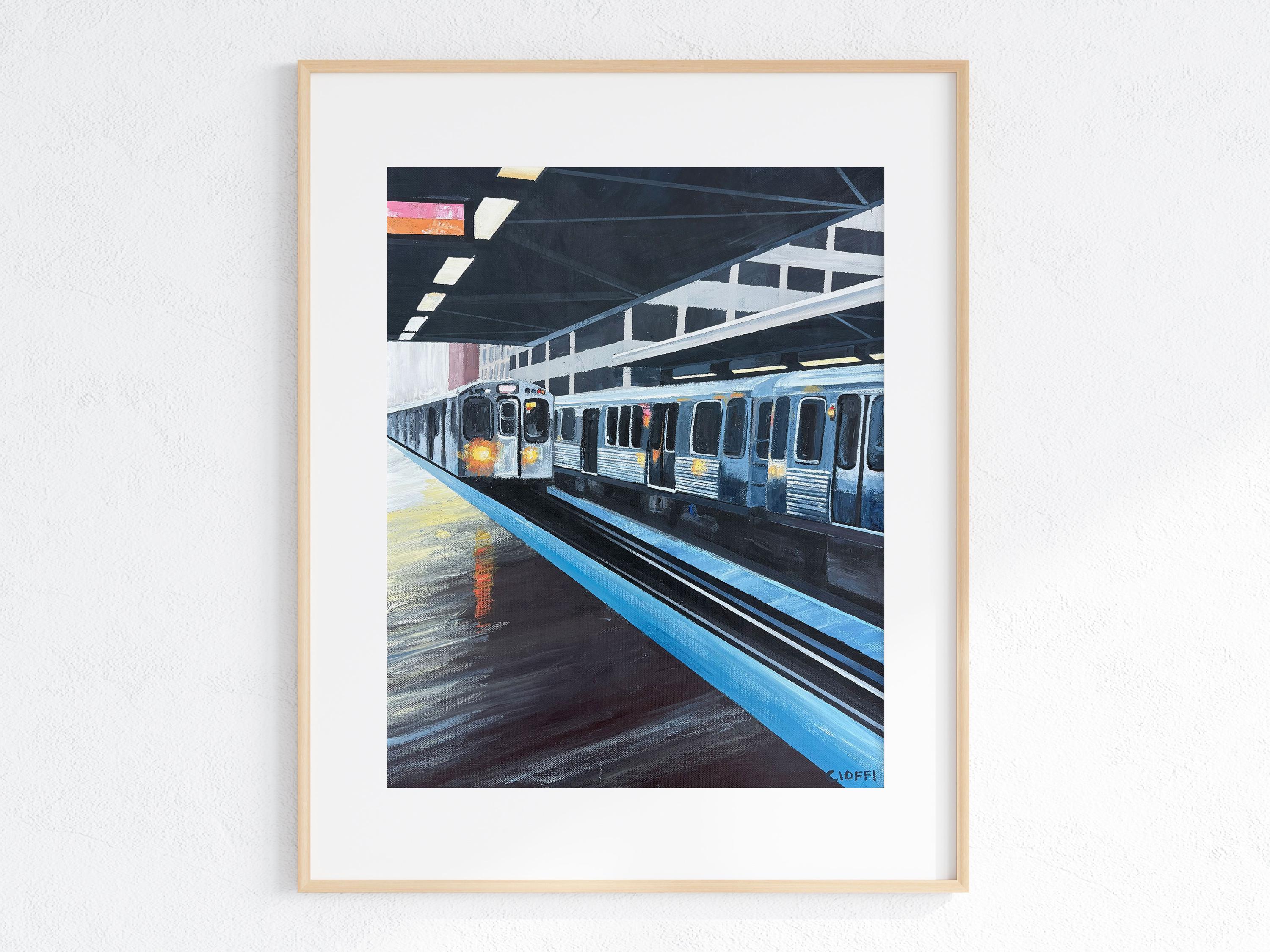Chicago Art Print 8x10 Unframed - Chicago Wall Art, Chicago CTA Train, Chicago L Train, Chicago Art, Chicago Fine Art Print