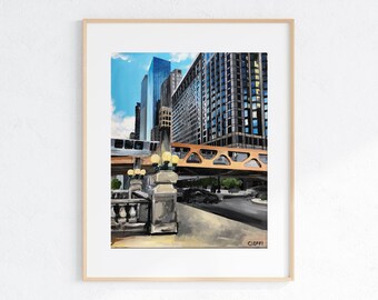 Chicago Art Print 8x10 Unframed - Chicago Wall Art, Chicago Cityscape, Gallery Wall, Chicago Fine Art Print, Downtown Chicago