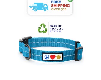 Reflective Dog Collar with Buckle: Adjustable, Recycled Plastic