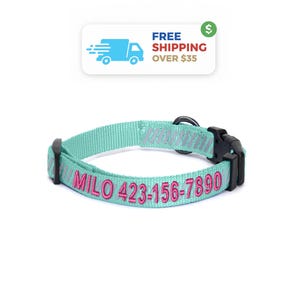 Personalized Reflective Dog Collar: Embroidered Nylon, Small & Extra Small