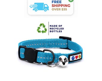 Reflective Breakaway Cat Collar: Recycled Plastic with Bell