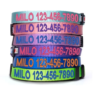 Personalized Dog Collar, Custom Dog Collar with name and phone number, Nylon Dog Collar, Buckle, Embroidered Designer Collar Christmas Gift