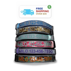 Personalized Reflective Dog Collar | Padded Custom Embroidered Name ID | Christmas Gift for Puppy