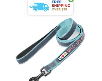 Personalized Reflective Dog Leash: Padded Handle, Fun Colors, 6 ft