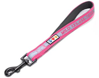 Pawtitas Personalized Reflective Padded Short Dog Leash: Heavy Duty Training Lead