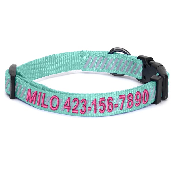 Personalized Dog Collar Reflective Dog Collar for Small Dog Puppy Reflective Dog Collar Adjustable Collar Small and Extra Small Dog Traffic