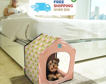 Portable Dog/Cat House: Removable Bed, Machine Washable