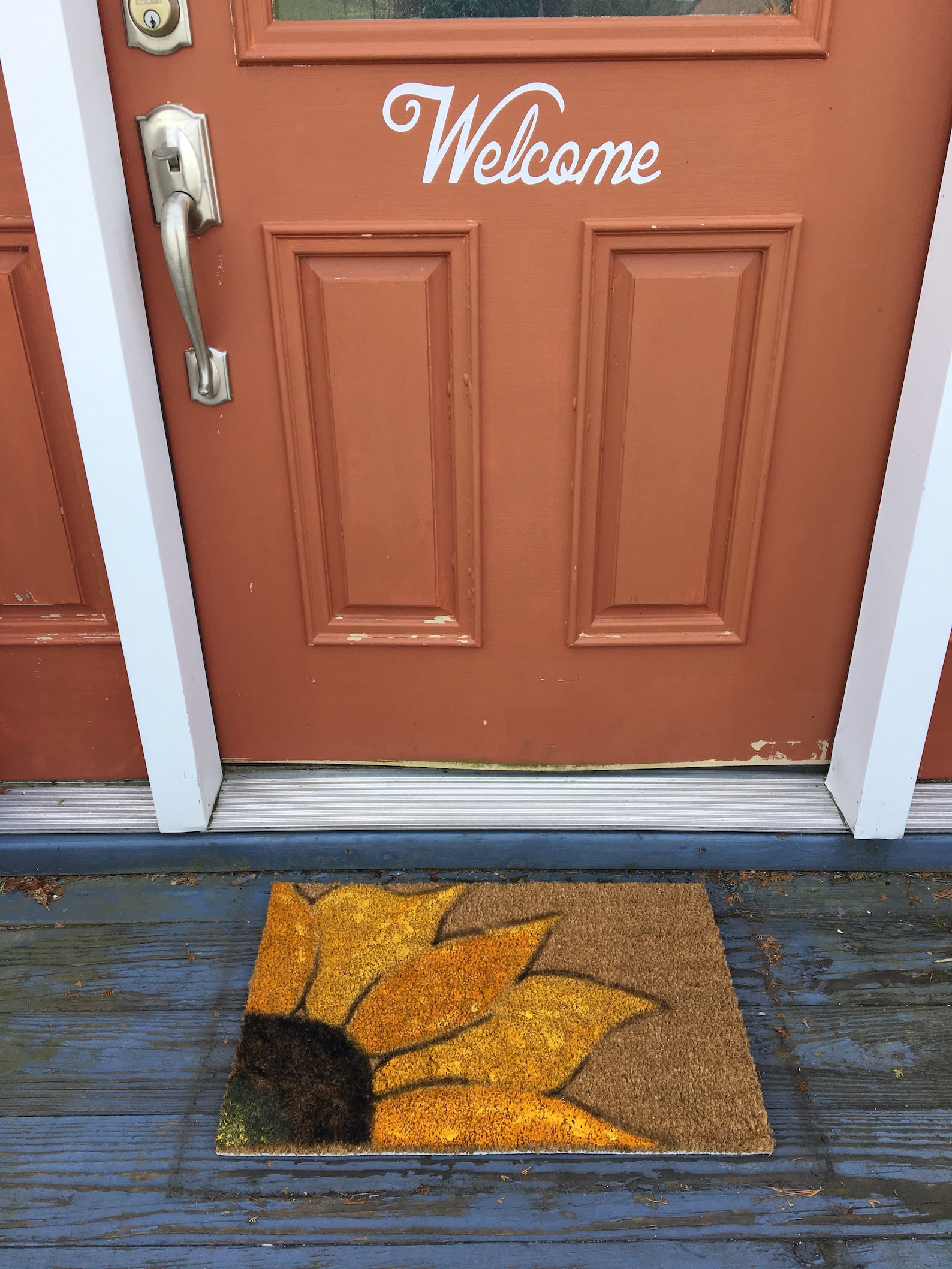 Outdoor Rug Sunflower Doormat Hand Painted Rug Outdoor Etsy
