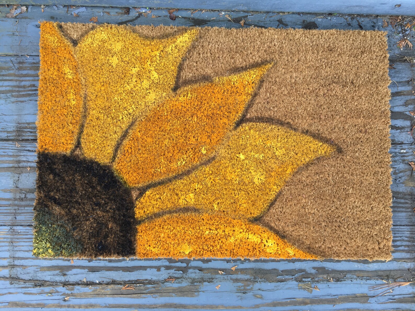 Outdoor Rug Sunflower Doormat Hand Painted Rug Outdoor Etsy