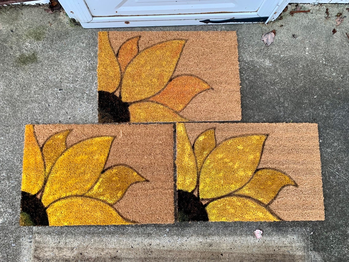 Outdoor Rug Sunflower Doormat Hand Painted Rug Outdoor Etsy