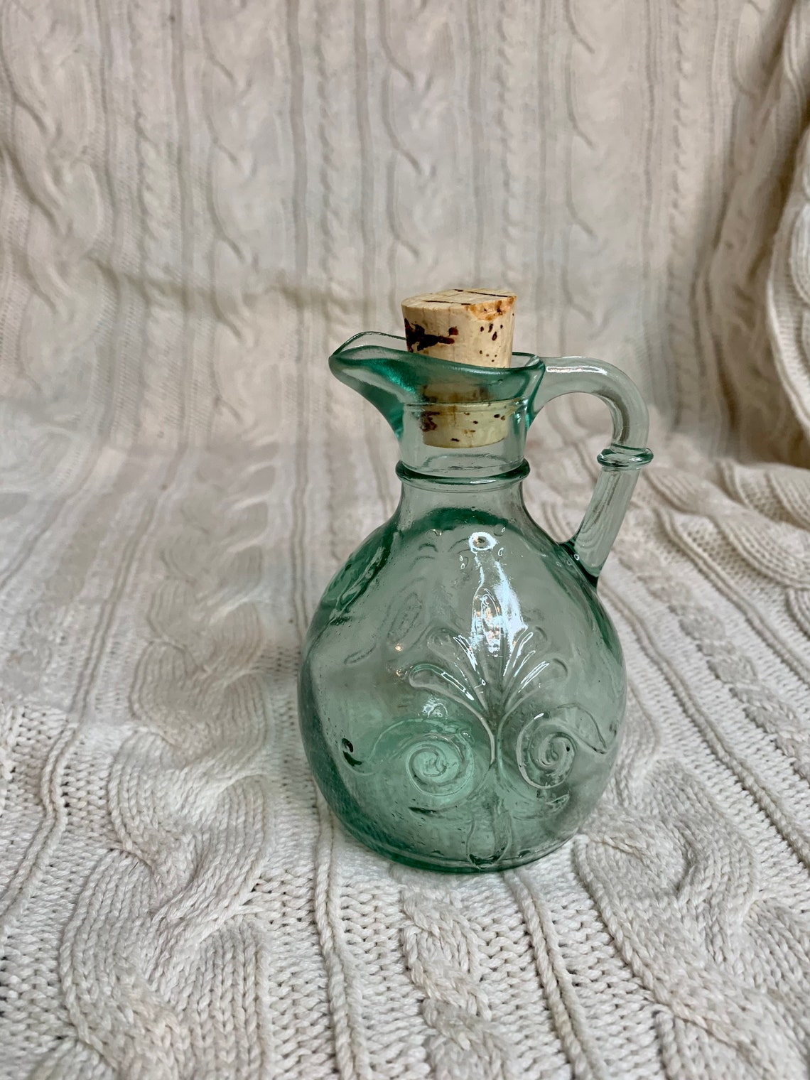 Glass Olive Oil Jar with Cork Lid Vintage Olive Oil Jar Etsy