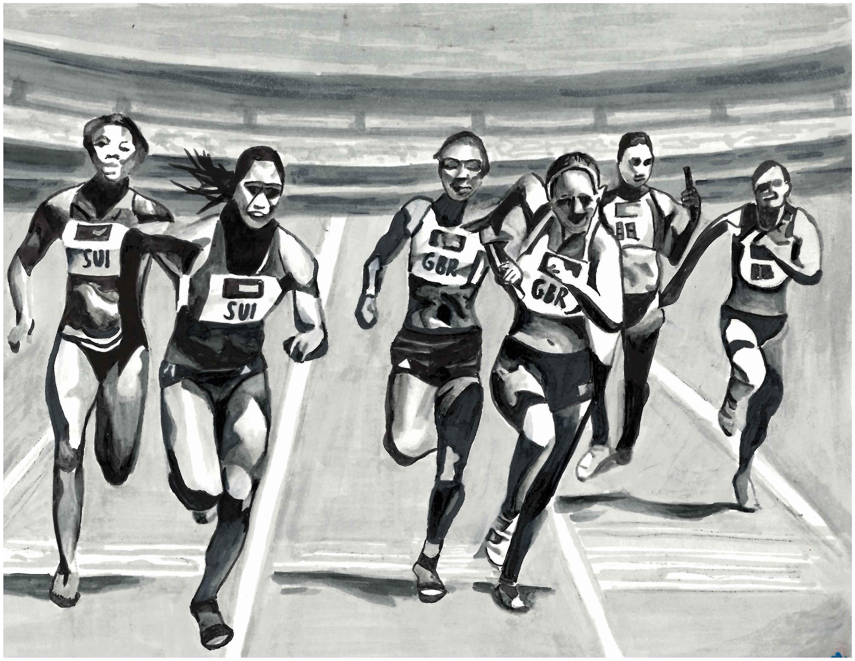 Original women drawing painting fine art contemporary sports Etsy