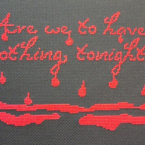 Gothic Cross Stitch Pattern Dracula Quote Vampire Blood Red Black Bram Stoker Instant Download