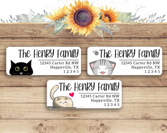30 Custom Simple Cat Personalized Address Labels