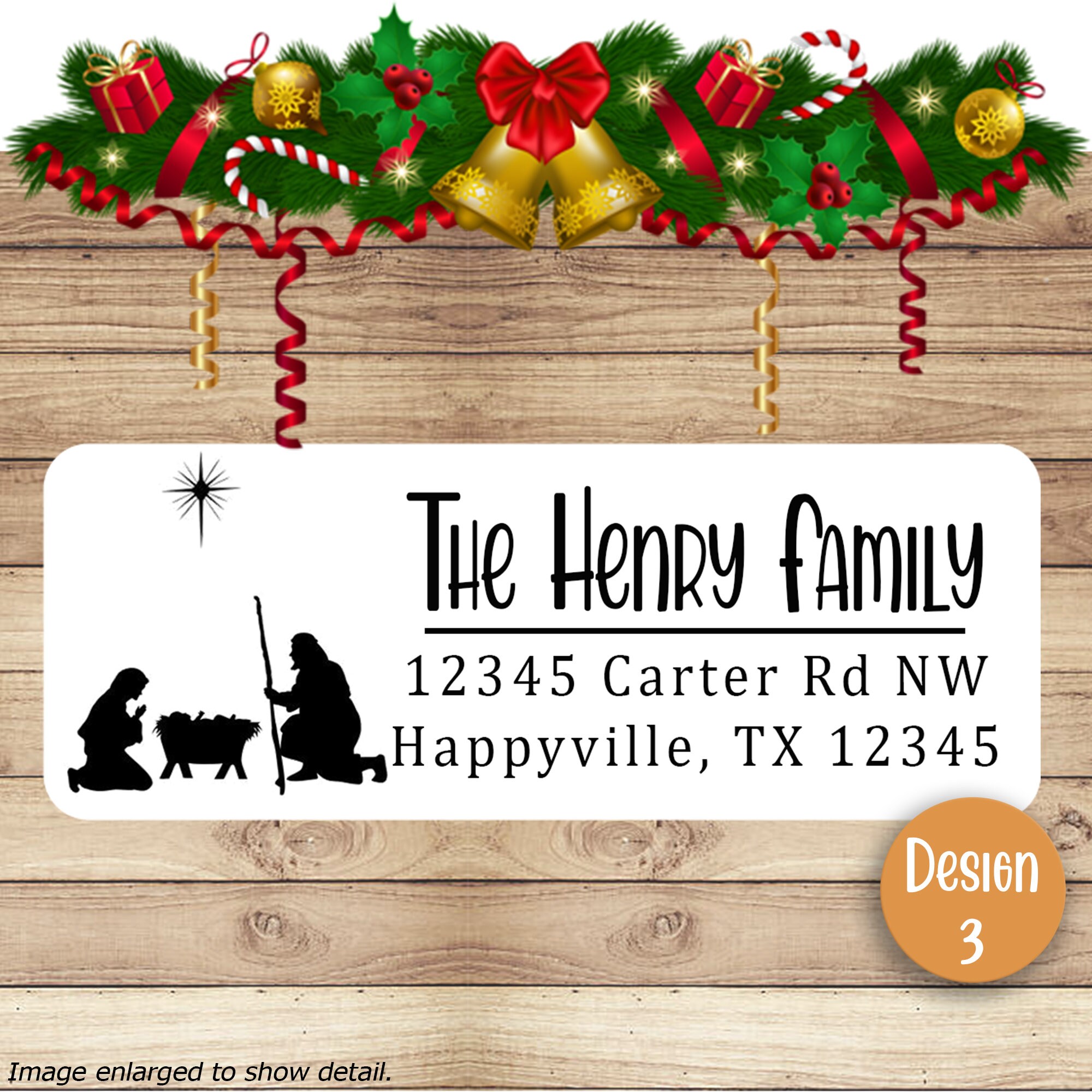 Religious Silhouette Christmas Return Address Labels 30 | Etsy