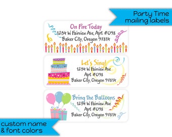 Party Happy Birthday Celebration Mailing Address Labels Stickers