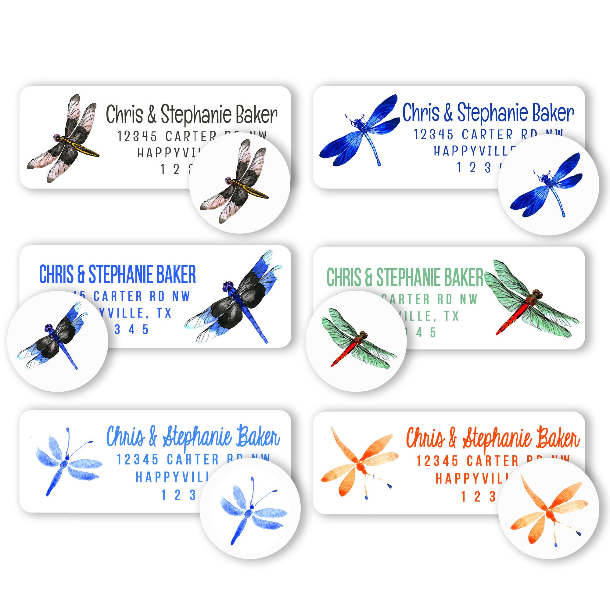Dragonfly Return Address Mailing Labels and Stickers Cute Etsy