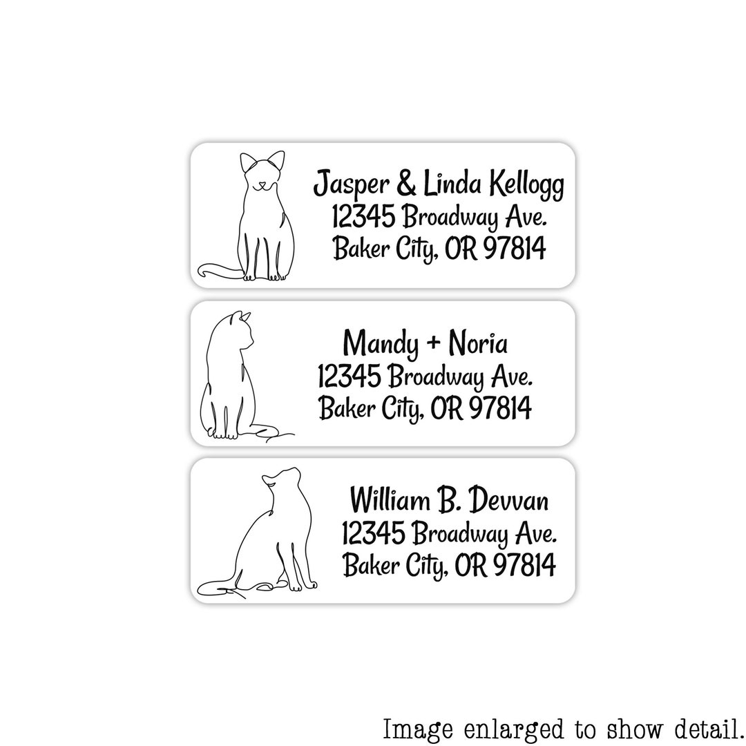 Single Line Cat Address Labels Artistic Cat Mailing Labels Etsy