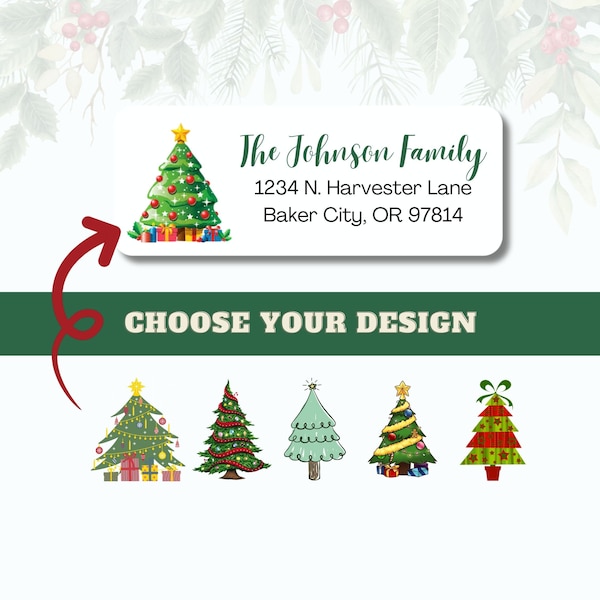 Winter Holiday Christmas Tree Address Labels