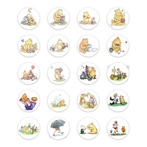 Classic Winnie the Pooh Stickers Antique NO TEXT Etsy