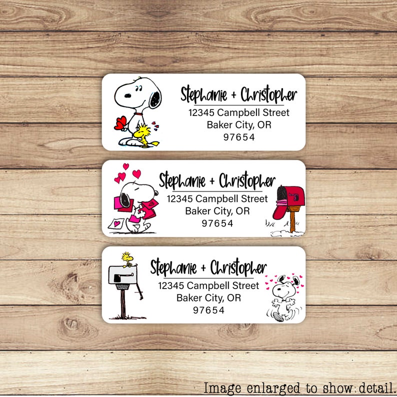 Custom Return Address Labels Peanuts Snoopy Valentine's Etsy