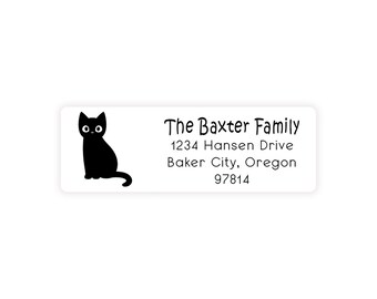 Silhouette black Cat Kitten Address Labels