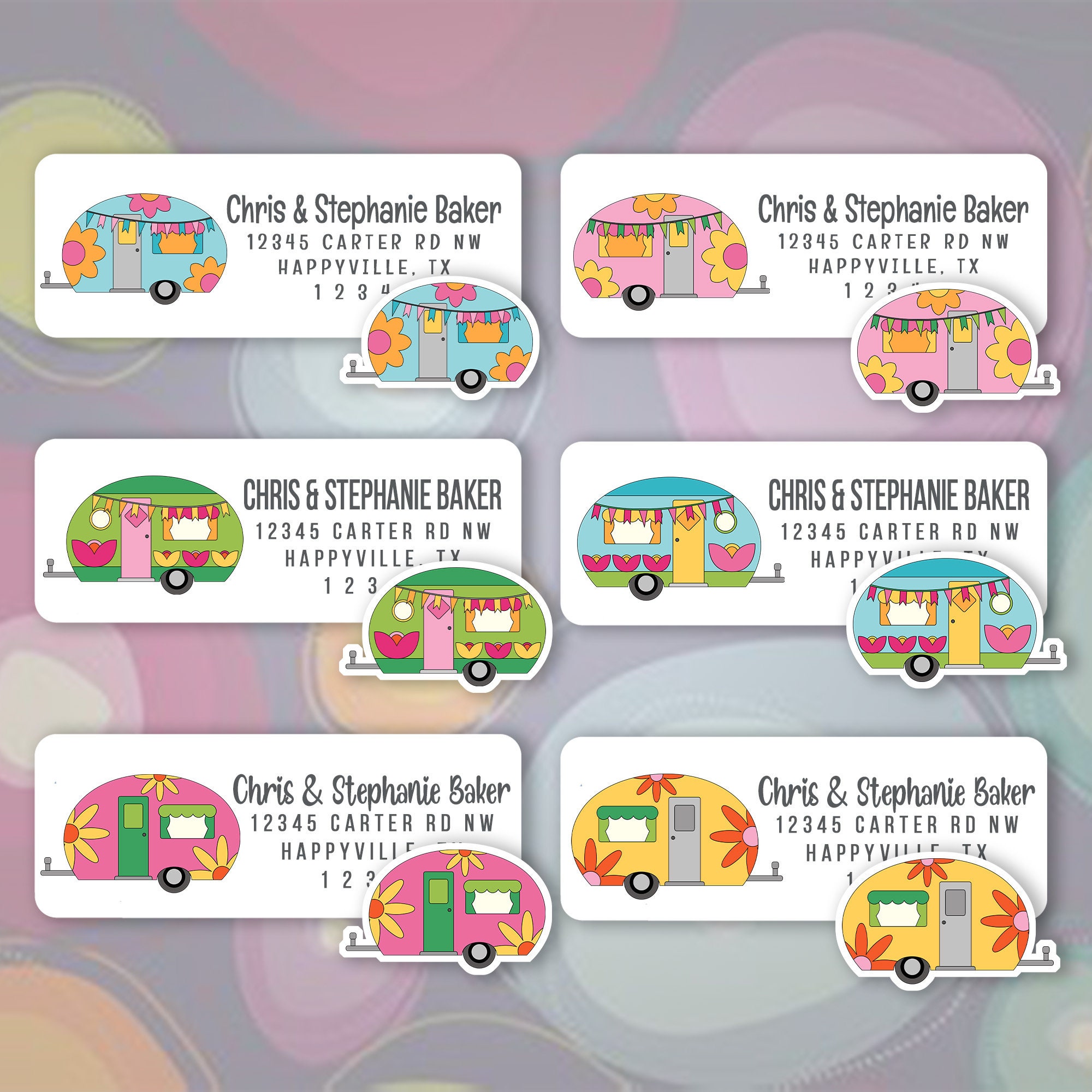 Camper Flower Return Address Mailing Labels Cute 30M1 Etsy