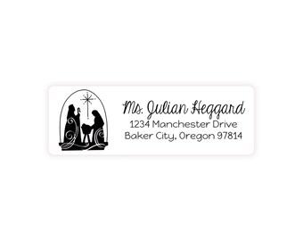 Religious Christian Silhouette Christmas Return Address Labels