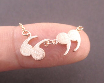 Quotation Speech Marks Inverted Commas Shaped Punctuation Charm Necklace in Silver Gold or Rose Gold | Handmade Simple and Dainty Jewelry