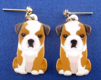 Adorable English Bulldog Puppy Shaped Stud Drop Earrings for Dog Lovers | Handmade Animal Jewelry