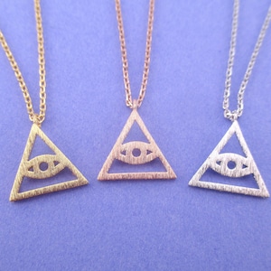 Eye of Providence All Seeing Eye Pyramid Triangle Shaped Pendant Necklace in Gold Silver or Rose Gold | Minimal Handmade Jewelry