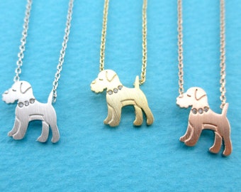 Super Cute Schnauzer Dog Shaped Pendant Necklace in Gold, Rose Gold or Silver | Handmade Animal Jewelry for Dog Lovers