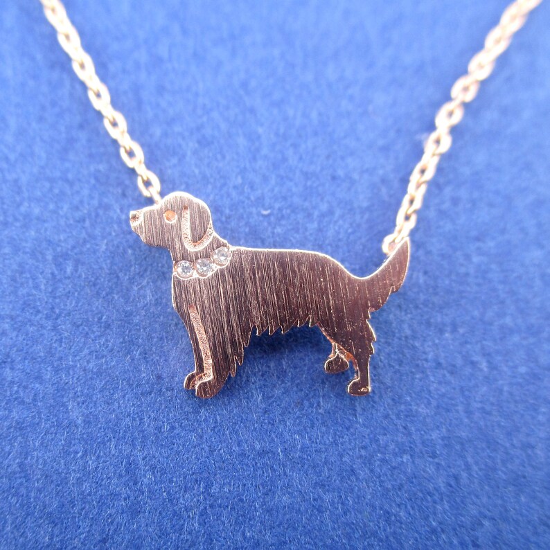 Super Cute Golden Retriever Dog Shaped Charm Necklace in Gold Etsy