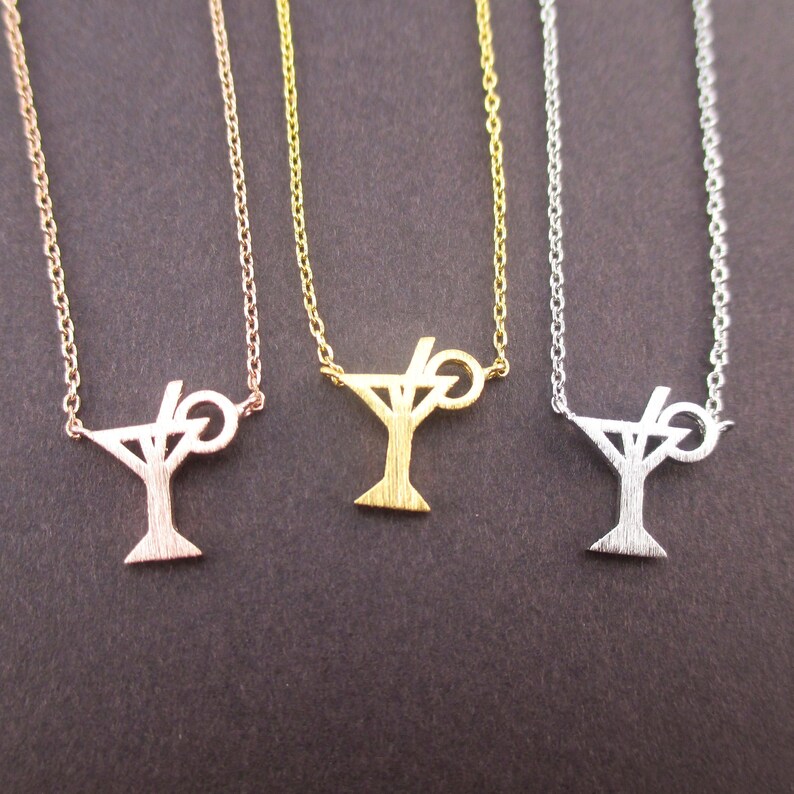 Tropical Cocktail in A Martini Glass Shaped Pendant Necklace Etsy