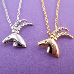 Capricorn Astrological Zodiac Baby Goat Ram Pendant Necklace in Silver or Gold | Minimal Handmade Animal Jewelry for Animal Lovers