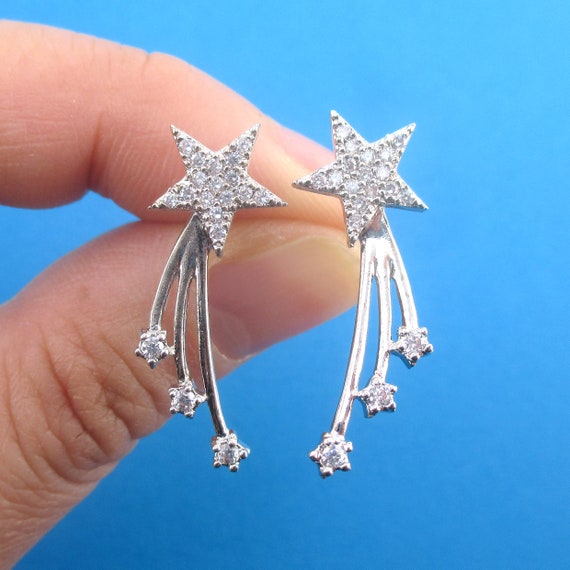 Pretty Shooting Stars Shaped Rhinestone Meteor Shower Stud