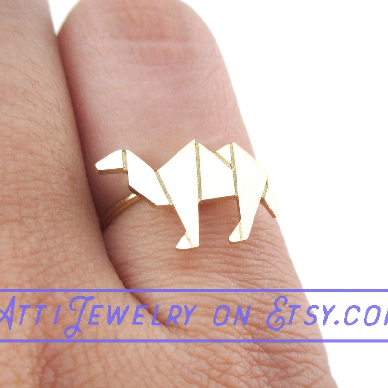 Camel Origami Cut Out Shaped Adjustable Ring in Gold | Minimalistic ...