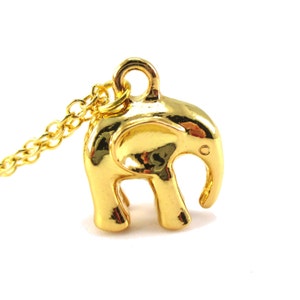 3D Standing Elephant Shaped Pendant Necklace in Gold | Handmade Animal Jewelry